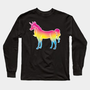 Pansexual Pride Unicorn on Black Long Sleeve T-Shirt